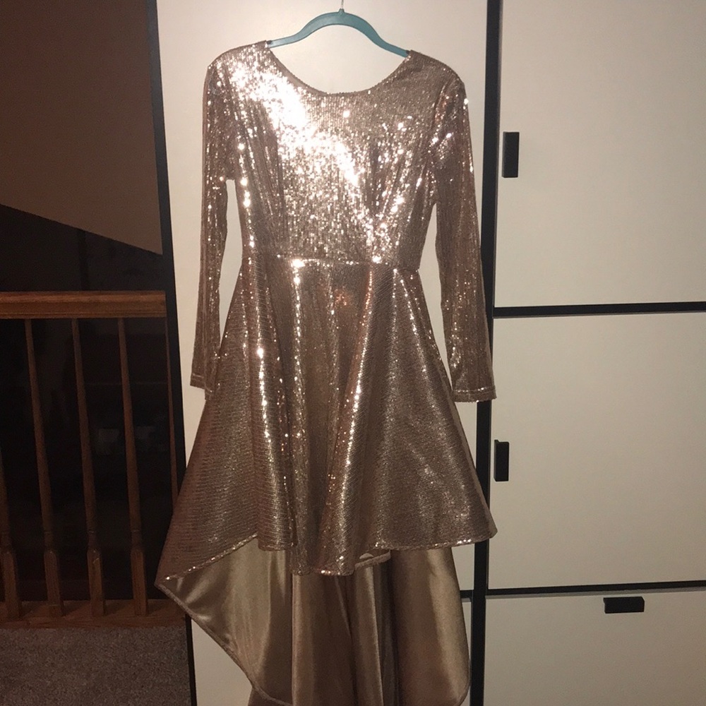 Rose Gold, Sequined High-Low Dress AKIRA